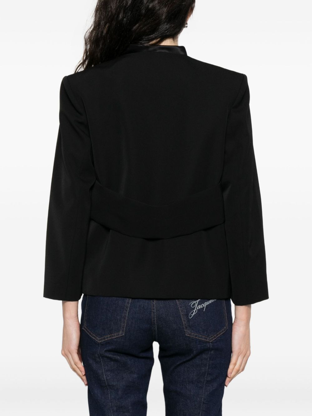 satin-trimmed wrap jacket - 4