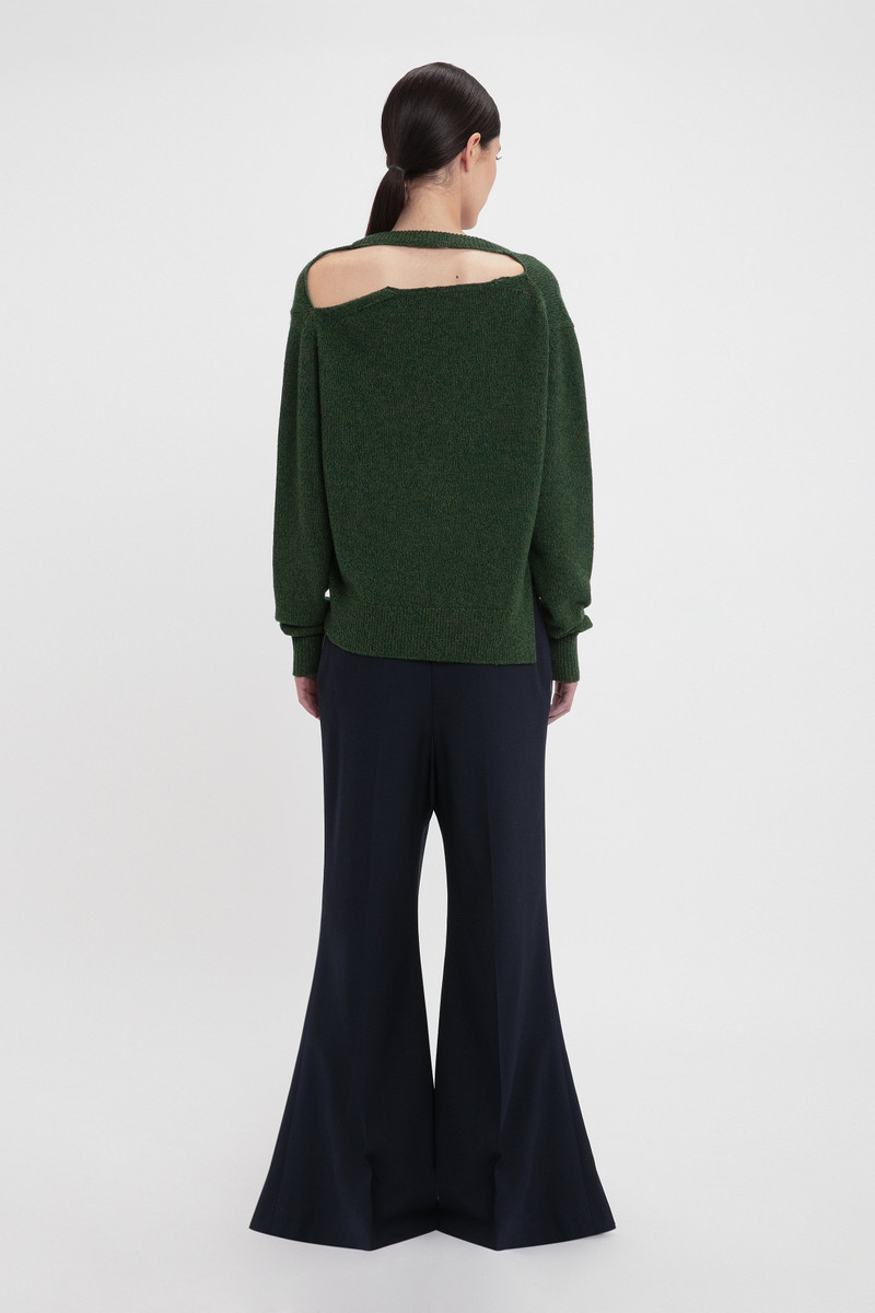 Convertible V-Neck Jumper In Spruce Green 4