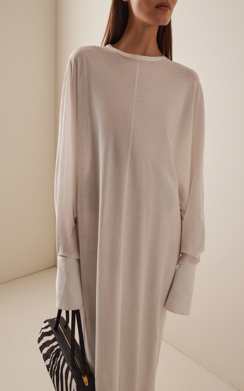 Frida Cuffed Cotton-Jersey Maxi Dress white 3