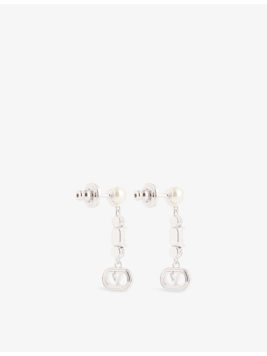 Ovalette Metal, Pearl and Swarovski® Crystal Drop Earrings - 4