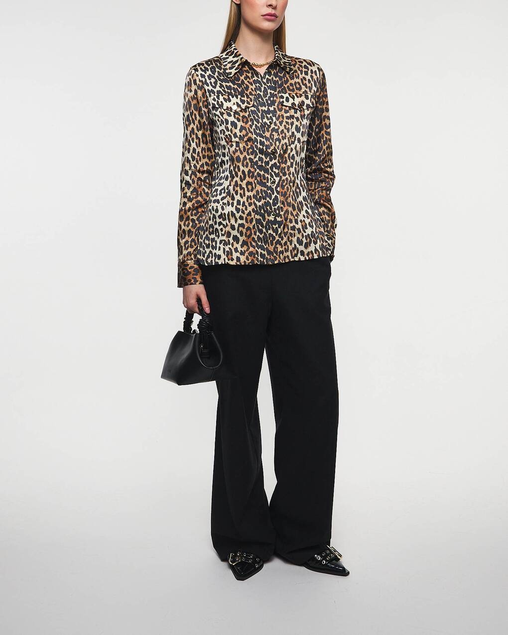 Printed Satin Shirt Leopard - 3