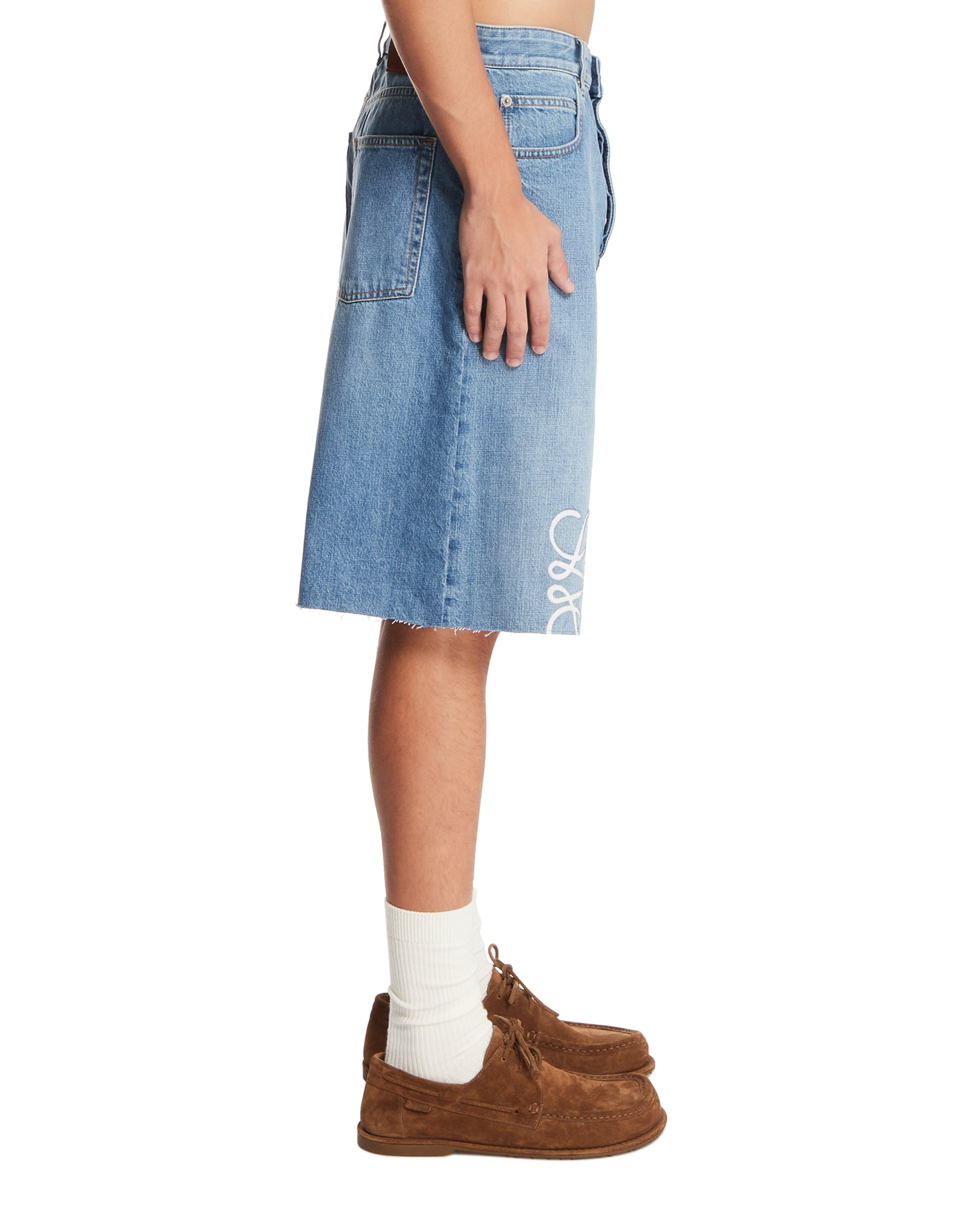 Blue Anagram Denim Bermuda Shorts - 5