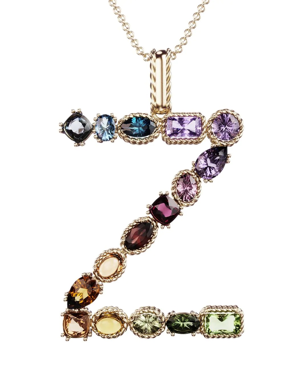 18kt yellow gold initial Z gemstone necklace - 2