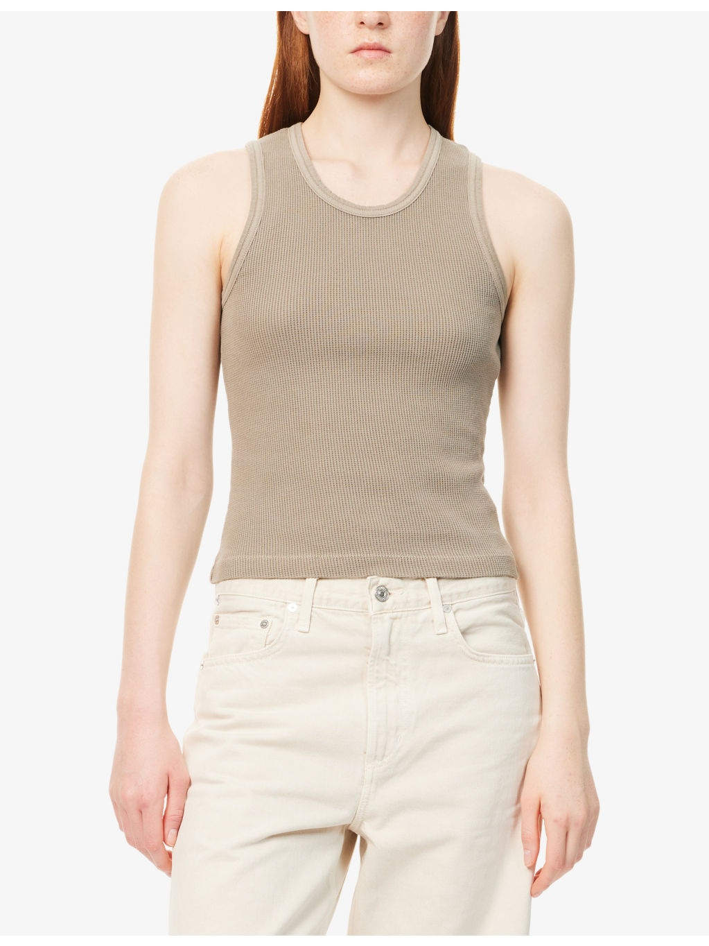 Inez Waffle Cotton-Jersey Tank Top - 3