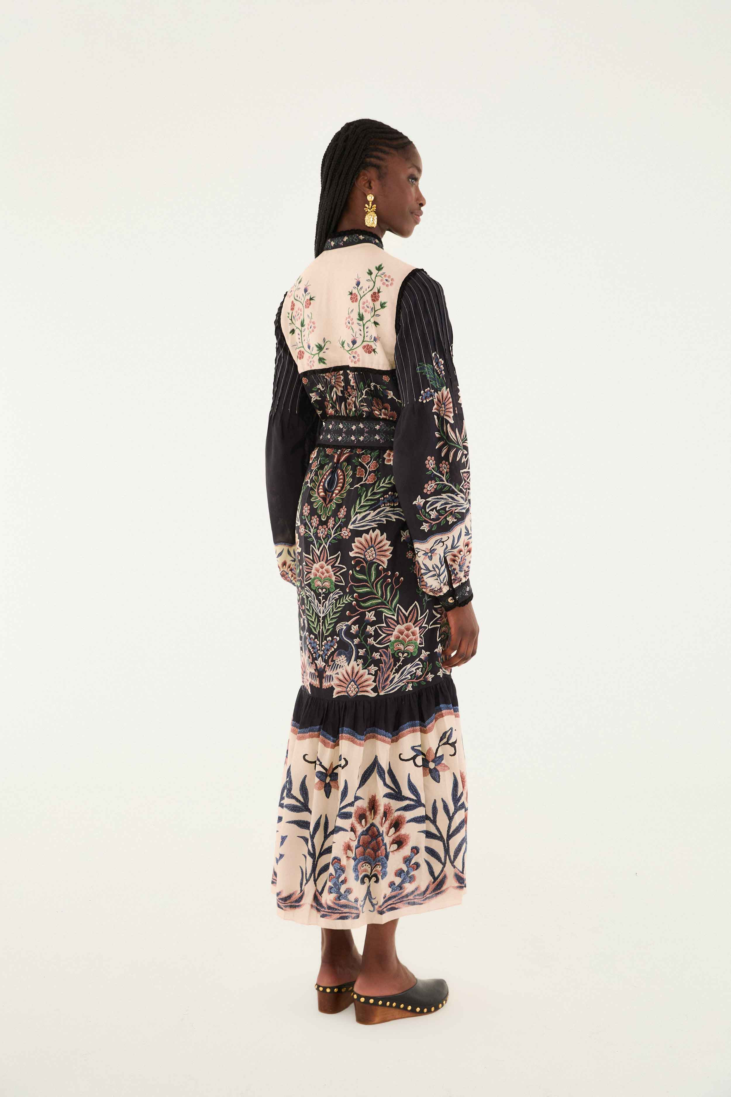 Black Marvelous Garden Long Sleeve Maxi Dress - 4