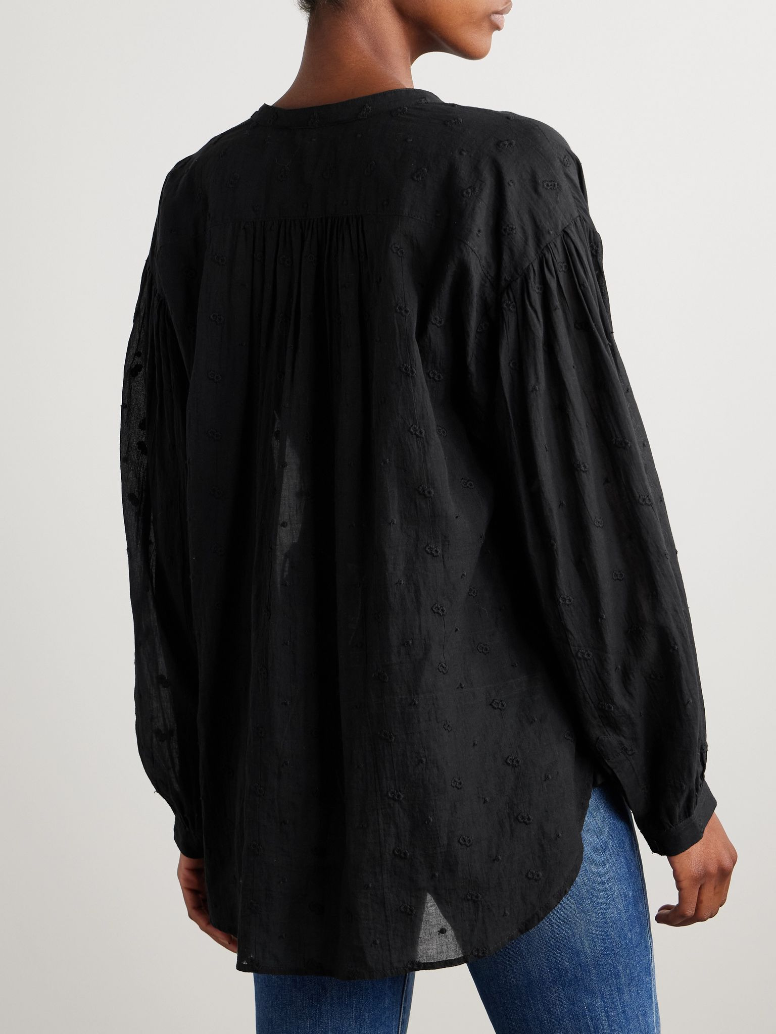 Neville embroidered cotton-voile blouse Black - 4