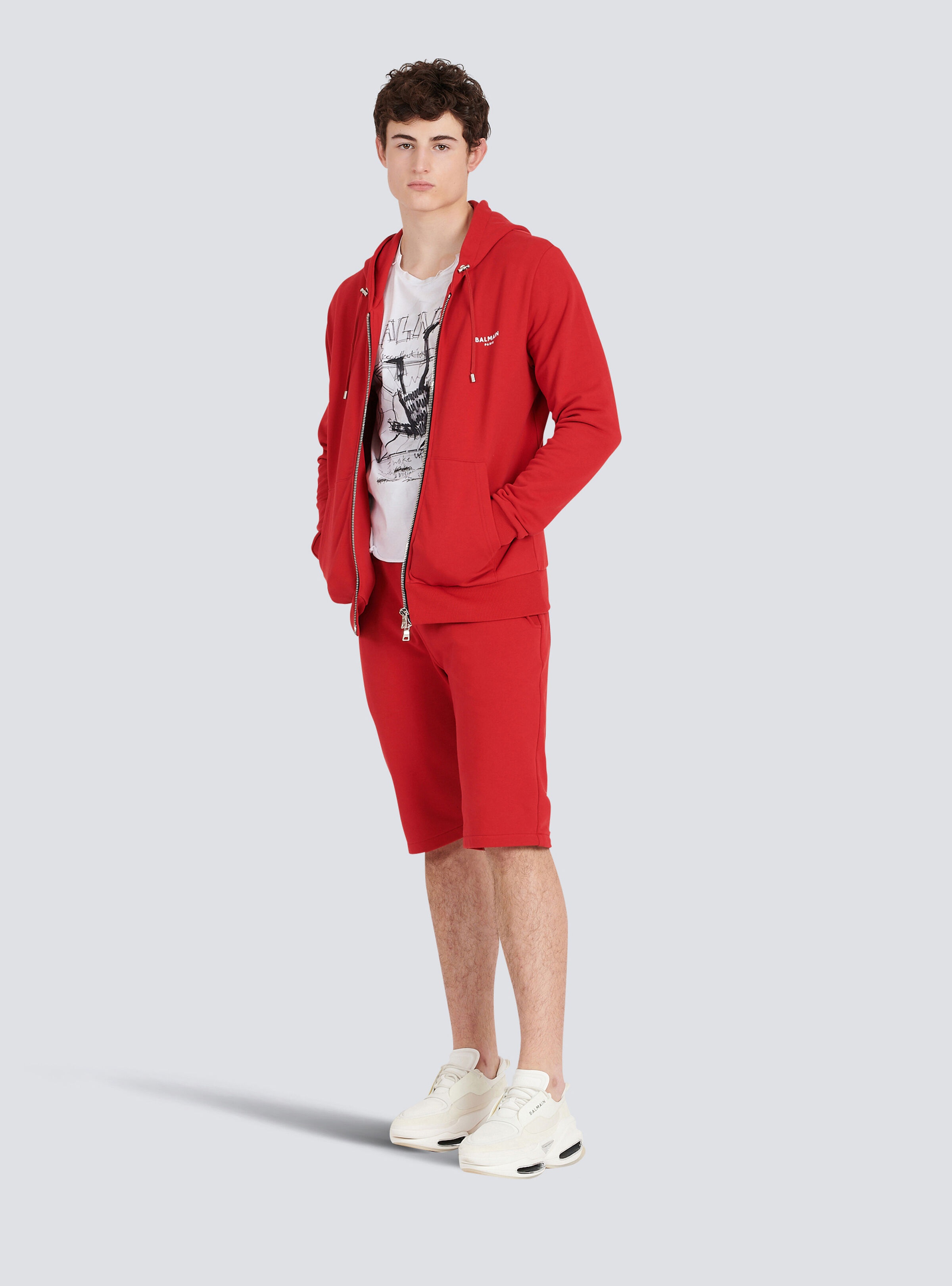 Eco-designed cotton sweatshirt with small flocked Balmain logo - 2