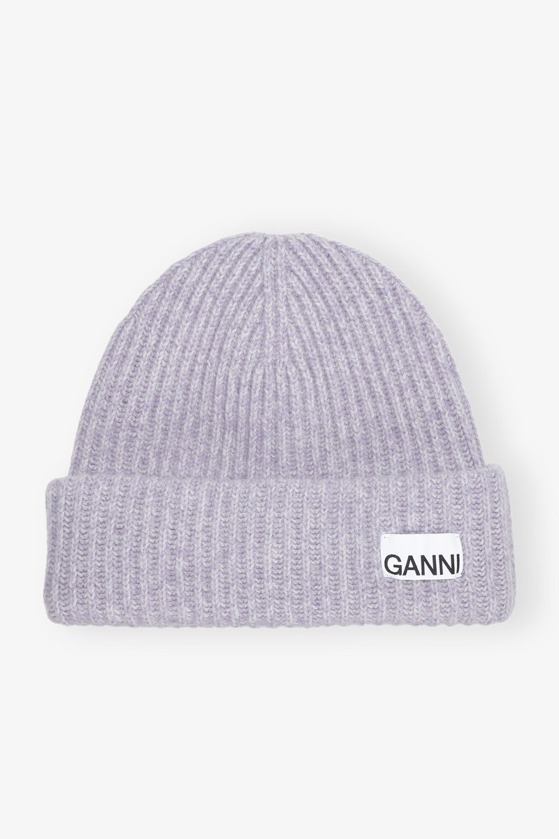 LAVENDER RIB KNIT BEANIE 1