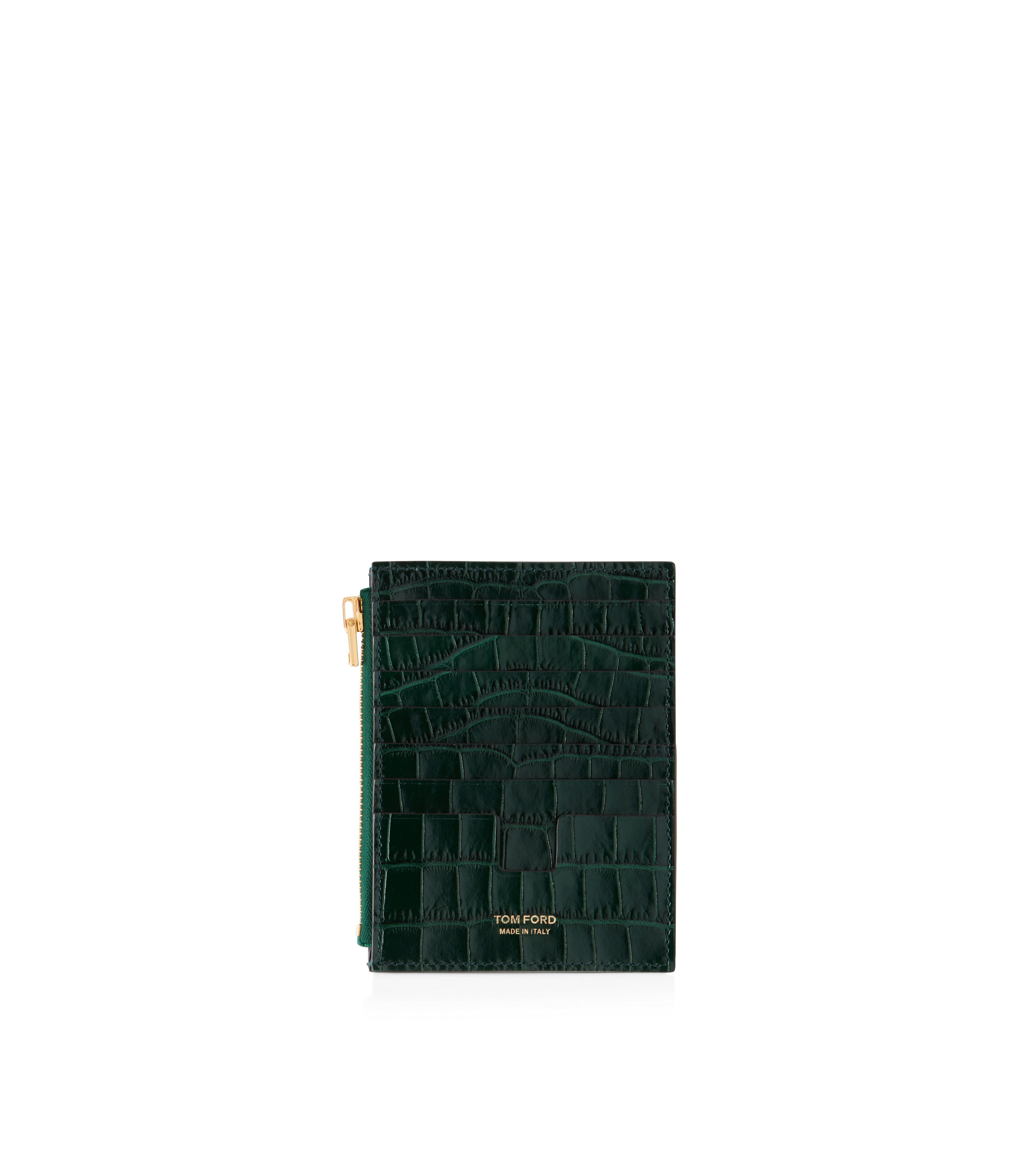 STAMPED CROCODILE LEATHER WHITNEY ZIPPED CARD HOLDER - 2