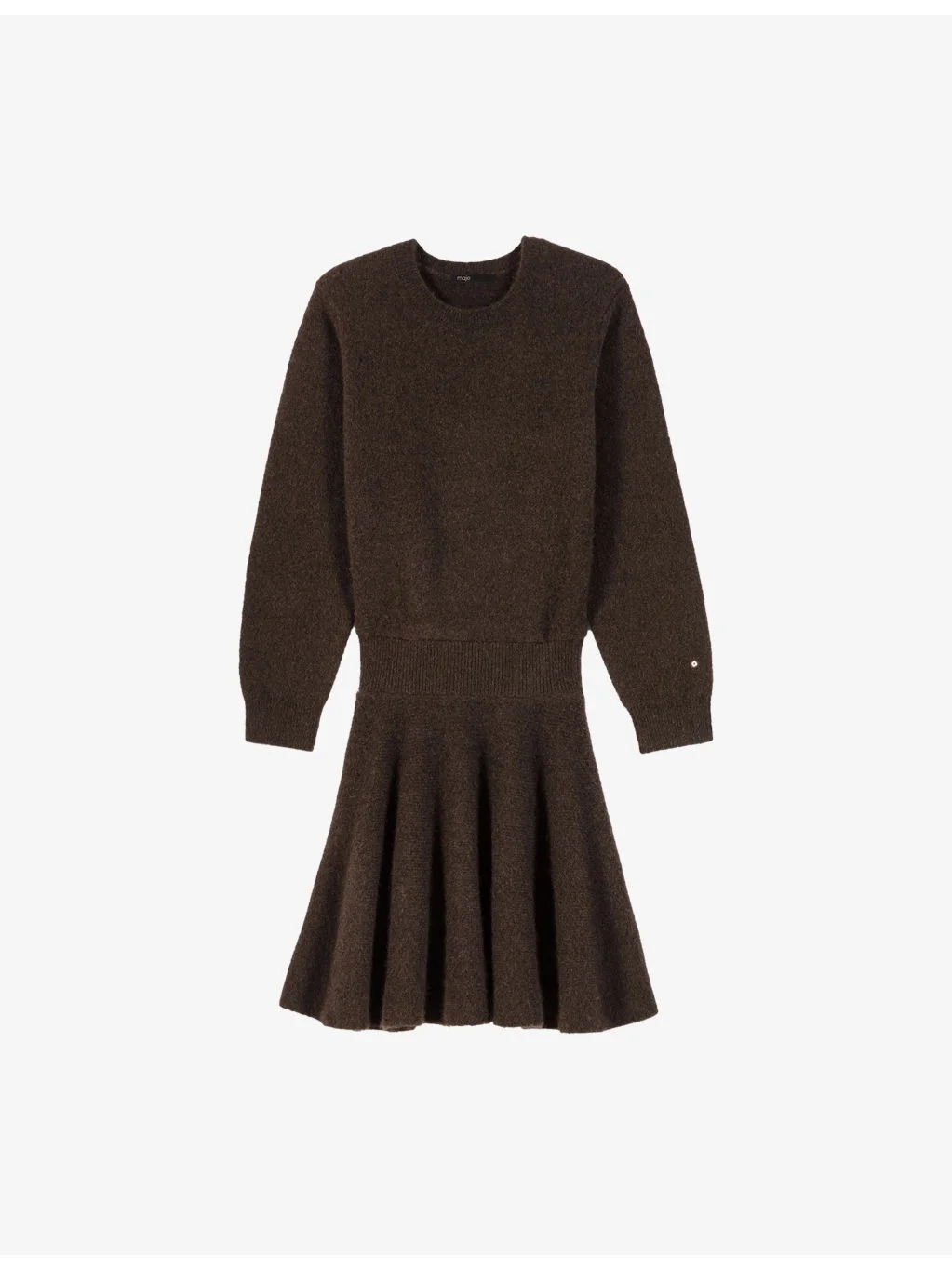 Round-Neck Long-Sleeve Knitted Mini Dress - 1