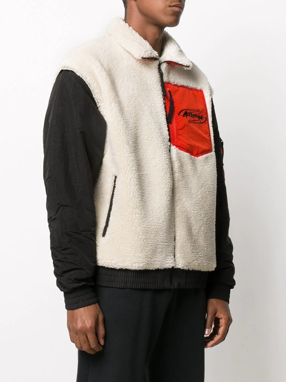 shearling panel bomber jacket  - 3