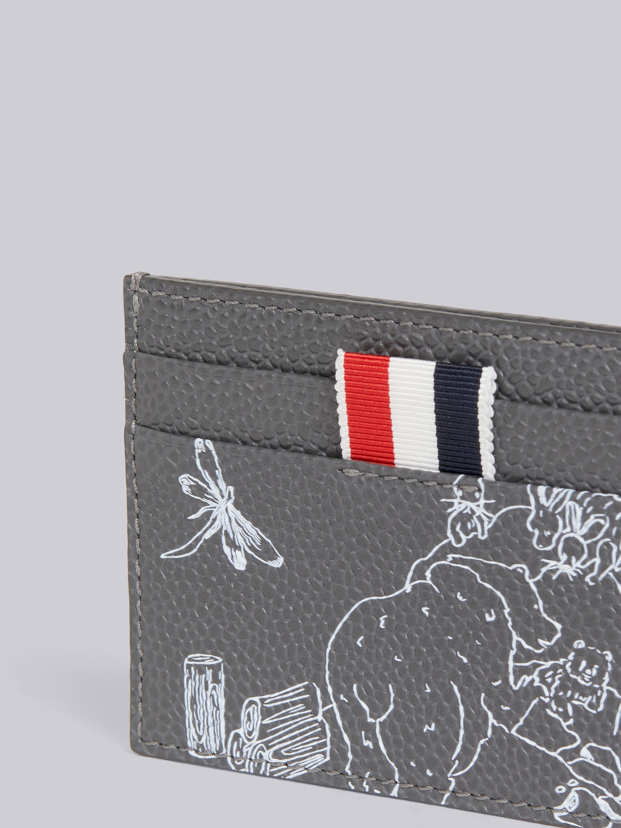 Dark Grey 3D Toile Print Caviar Double Sided Card Holder - 2