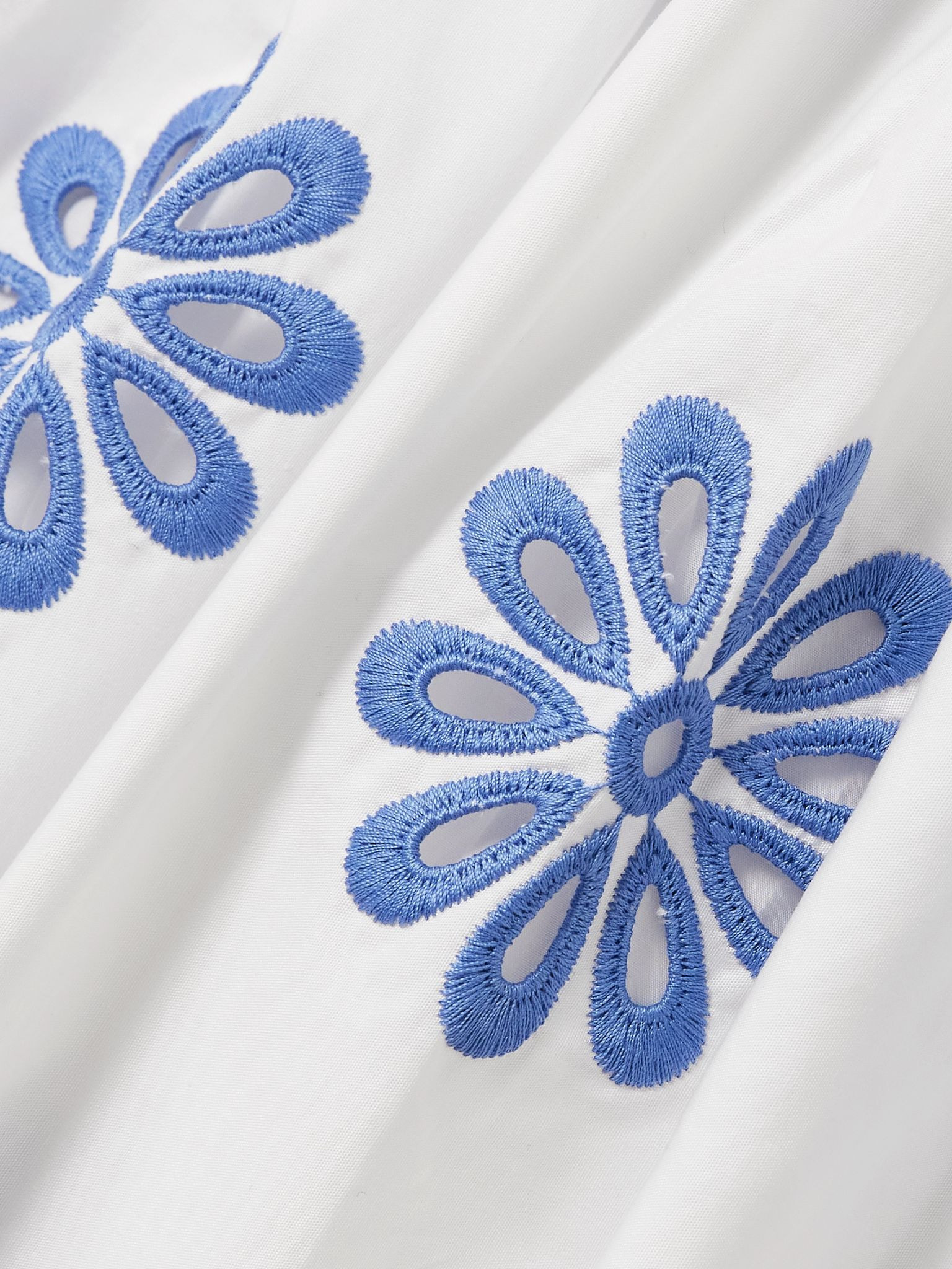 Belted scalloped broderie anglaise cotton midi dress White - 4