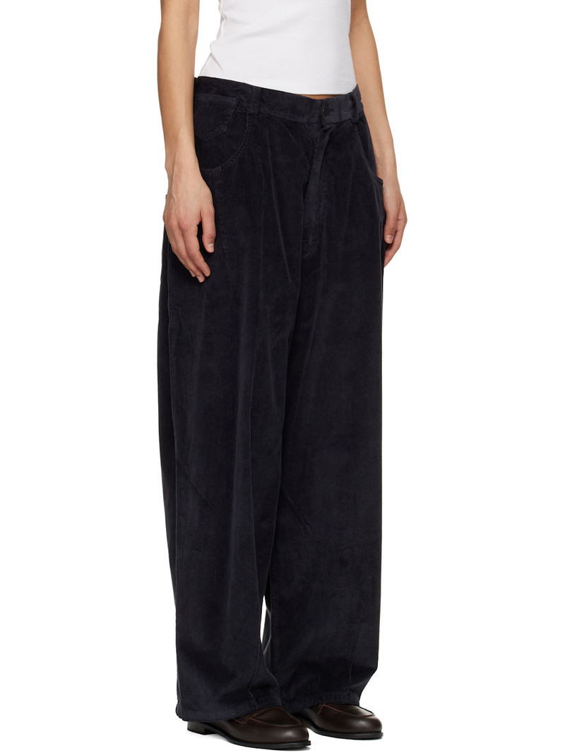 Navy Corduroy Baggy Trousers 2