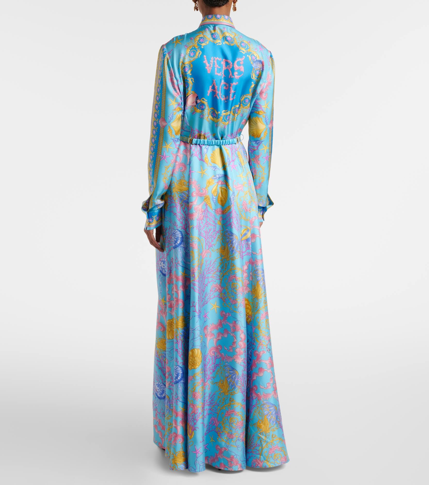 Underwater Barocco silk twill maxi dress - 3