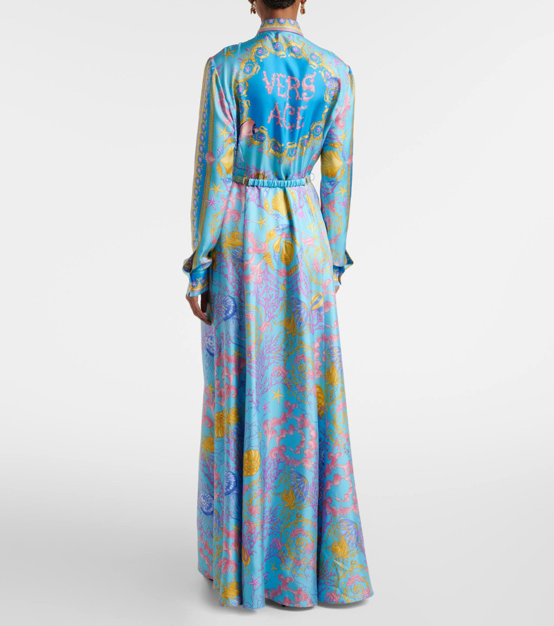 Underwater Barocco silk twill maxi dress 3
