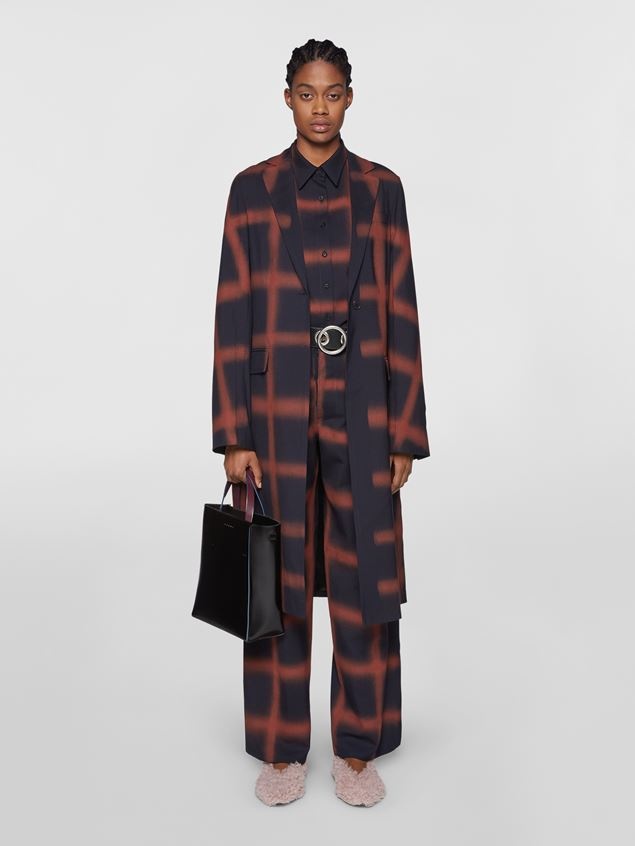 VIRGIN WOOL TROUSERS WITH HAND-SPRAYED CHECK DESIGN - 2