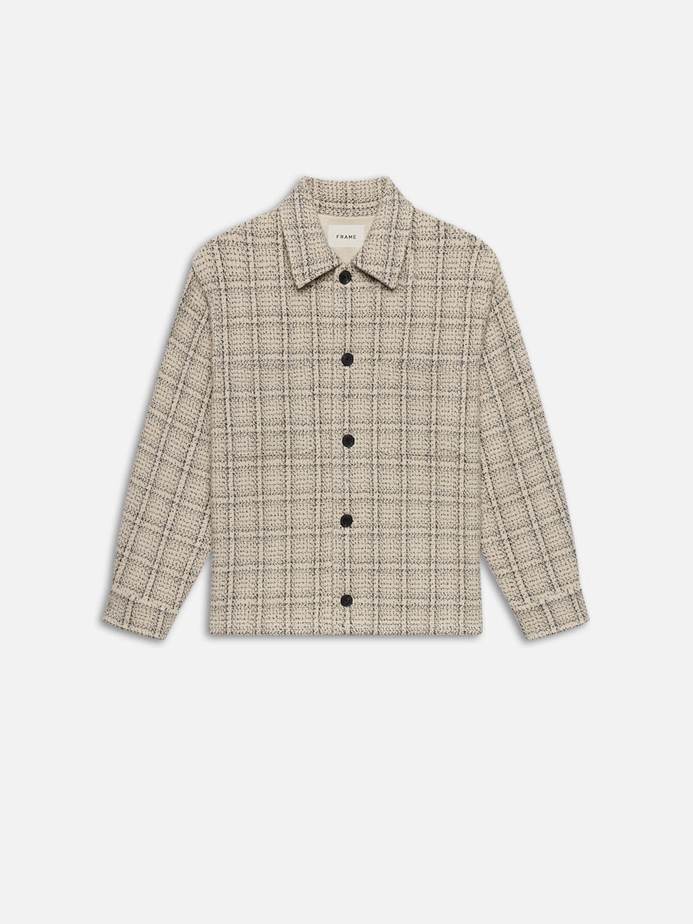 Flannel Overshirt Jacket in Off White Plaid - 1