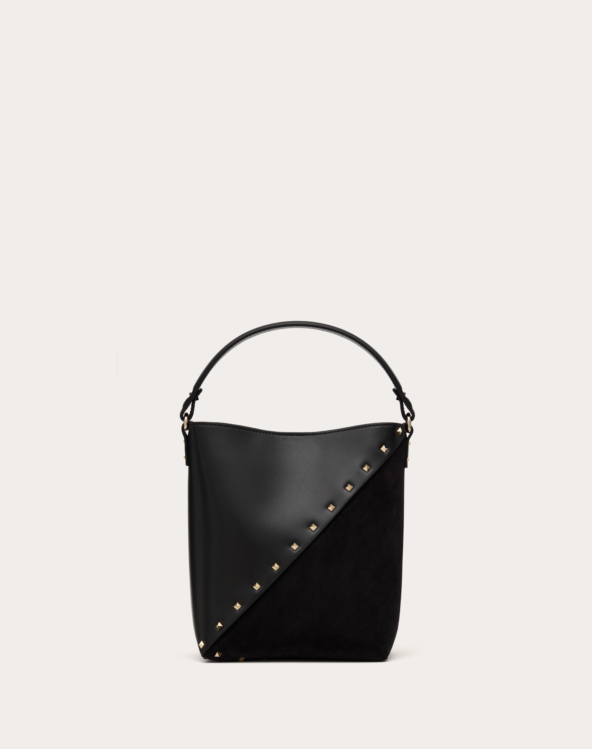 VALENTINO GARAVANI VALENTINO GARAVANI ROCKSTUD WISPY BUCKET BAG IN CALFSKIN AND SUEDE - 4