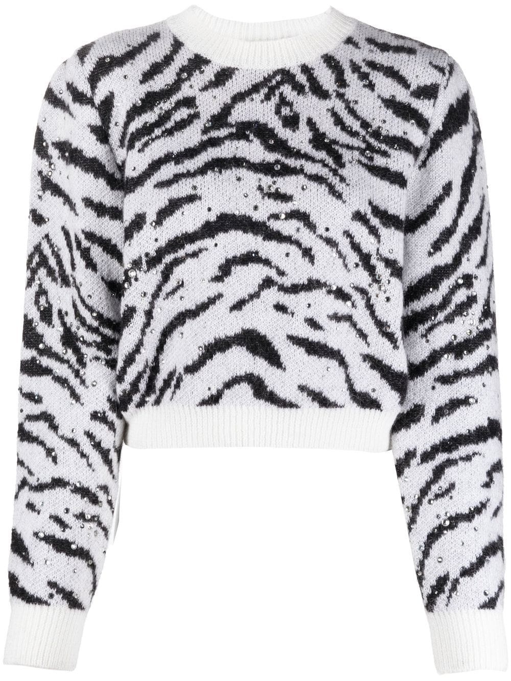 zebra intarsia knitted sweater - 1