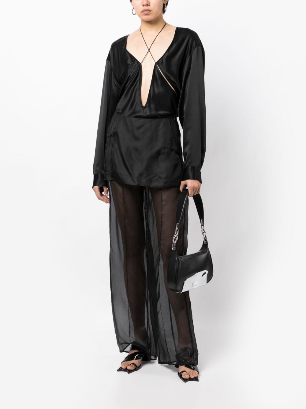 silk sheer layered trousers - 2