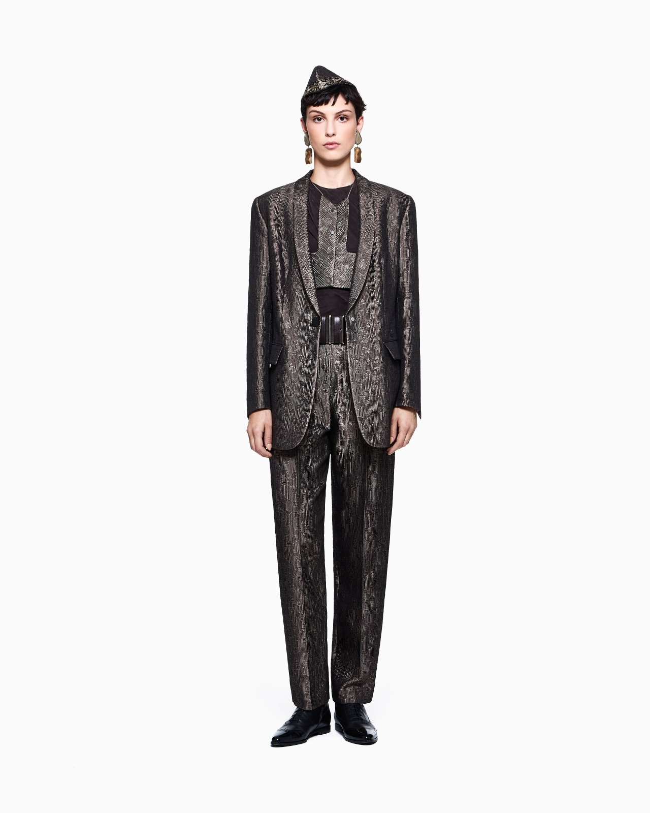 JACQUARD SILK AND WOOL MICRO TOP - 2