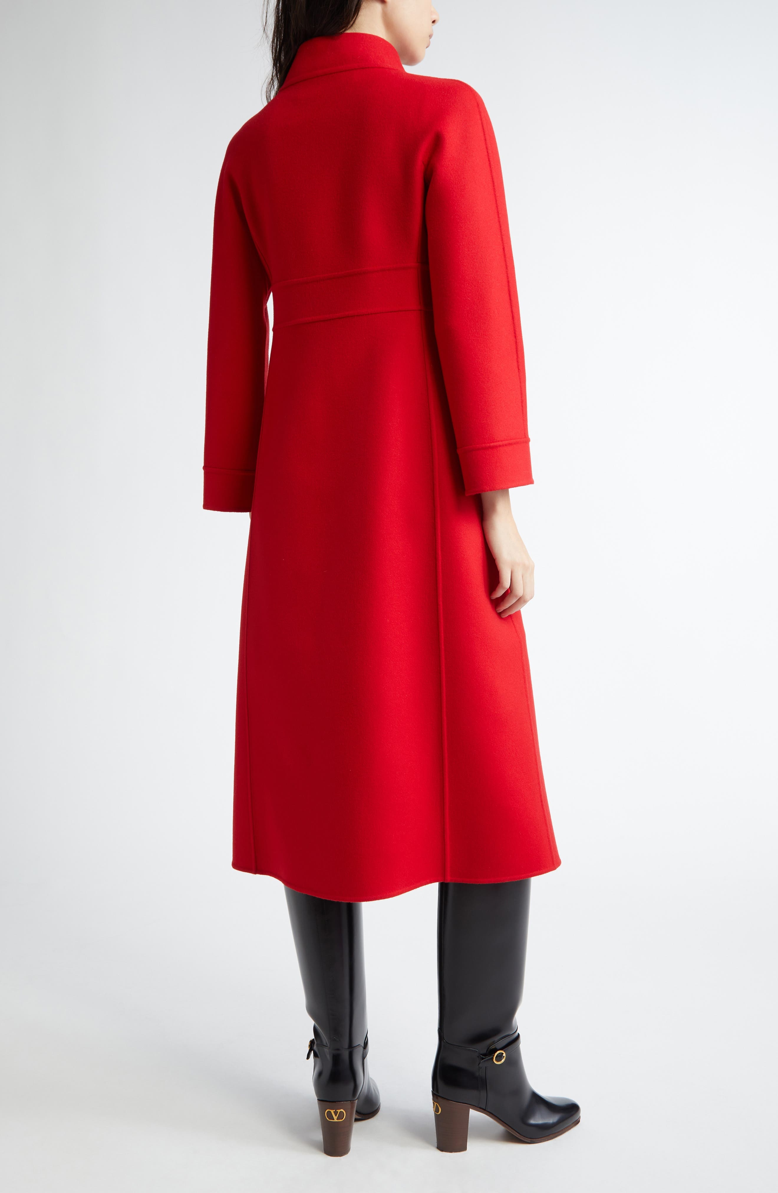 Valentino Garavani Double Breasted Wool & Cashmere Belted Coat in Dark Red at Nordstrom - 2