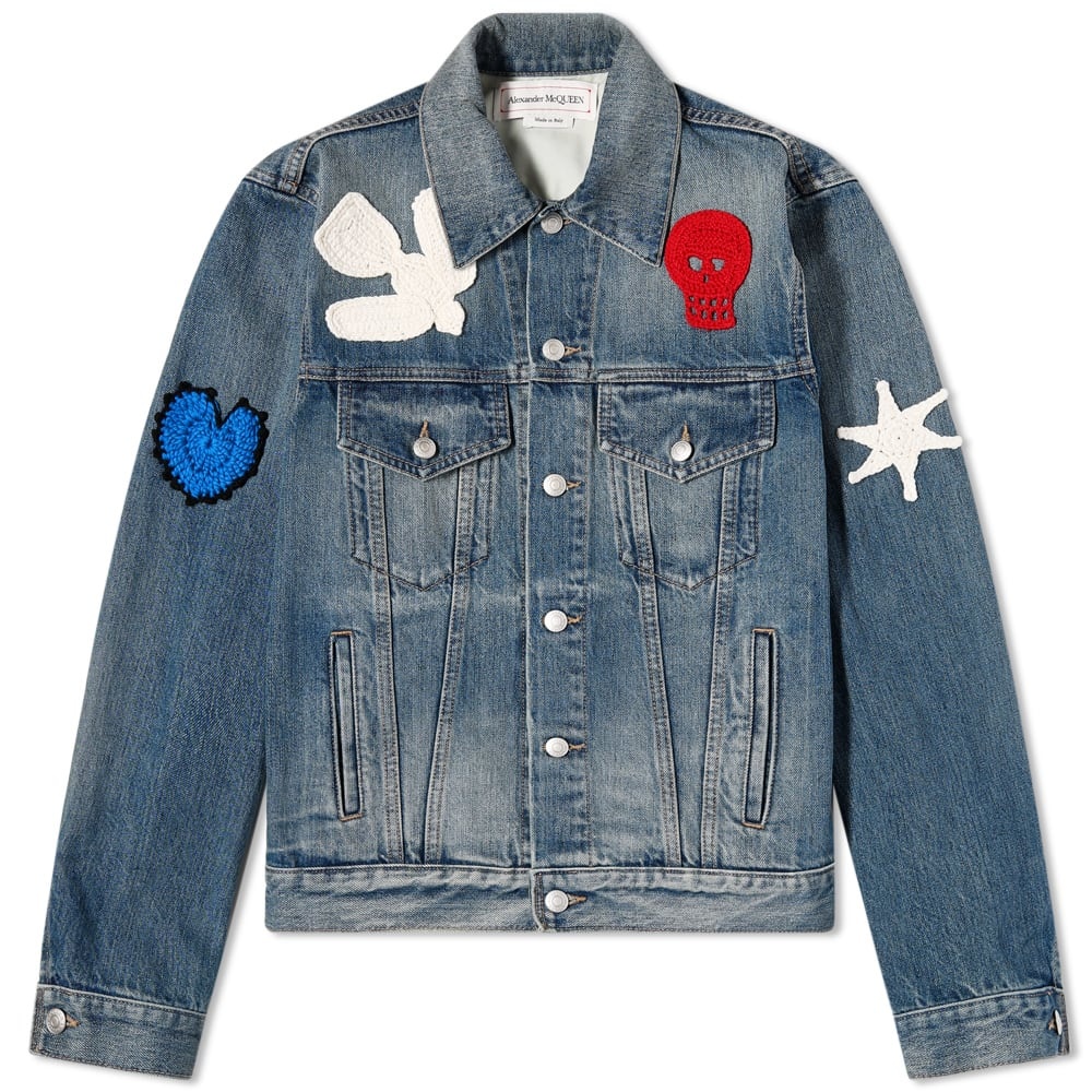 Alexander McQueen Crochet Patch Denim Jacket - 1