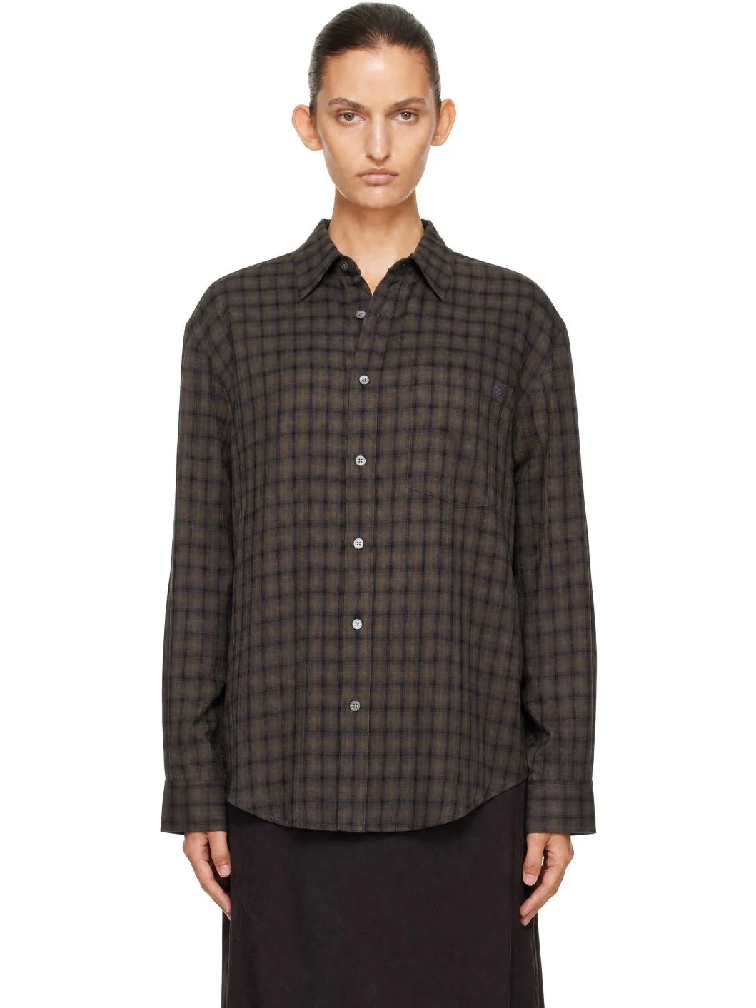 Gray Checked Flannel Shirt - 1