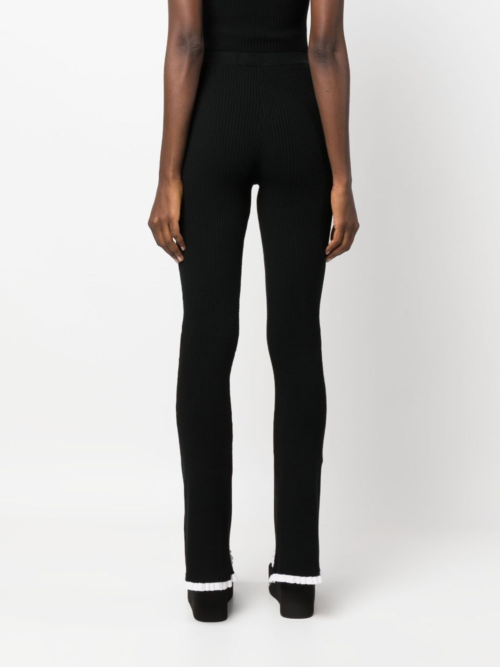 intarsia-knit logo high-waisted trousers - 4