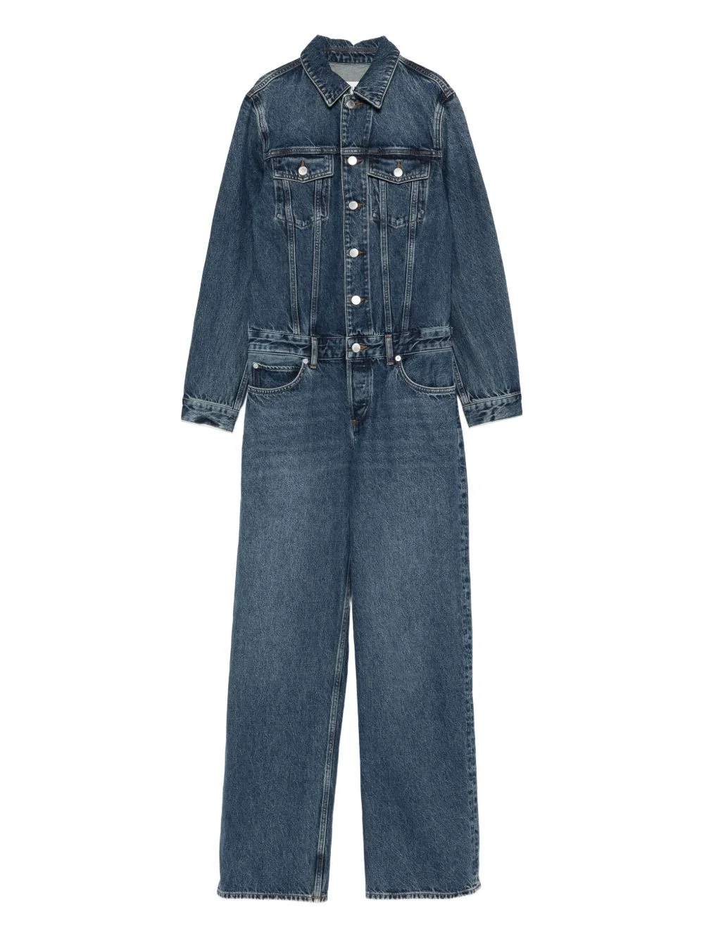 buttoned denim jumpsuit - 1