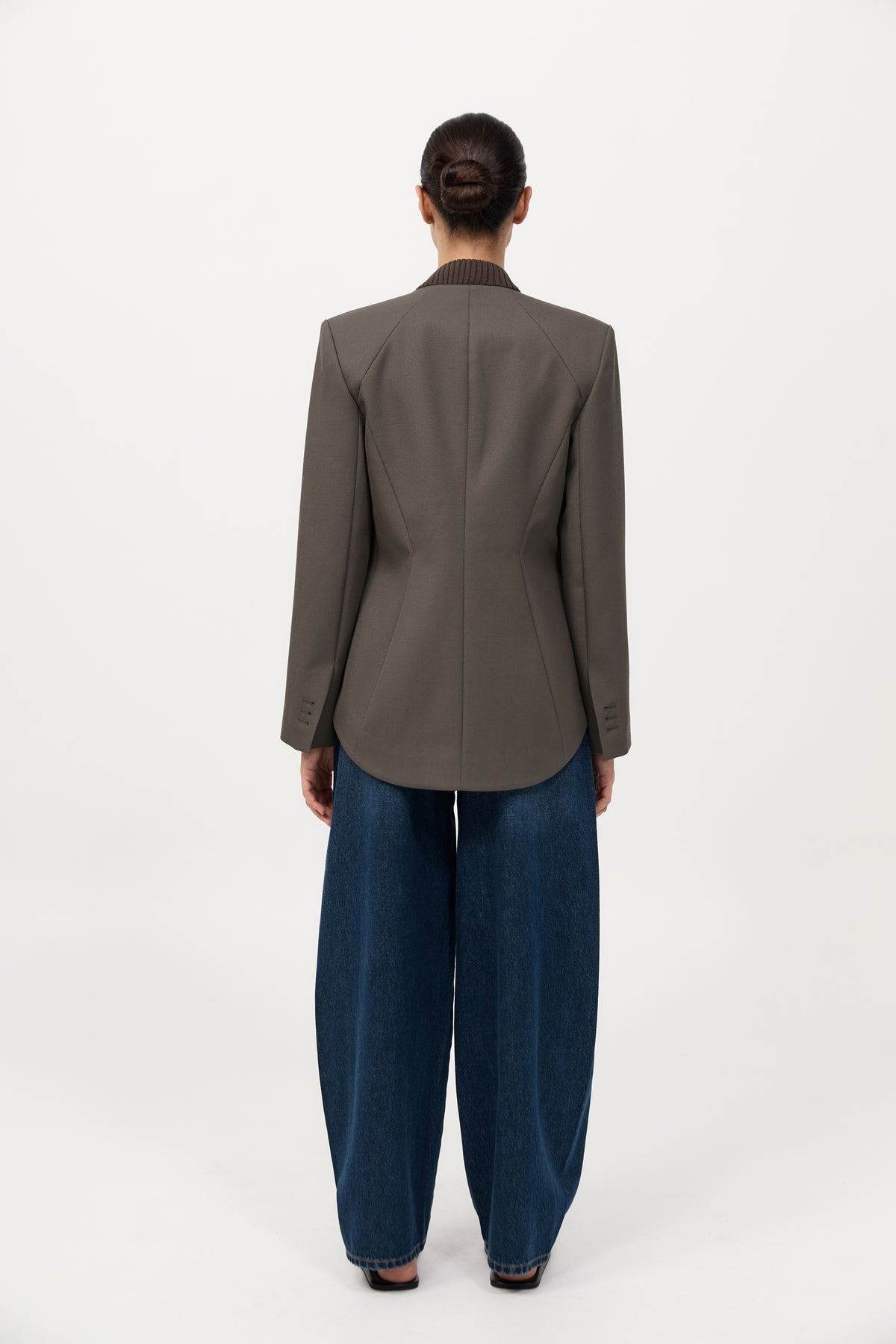 Rib Collar Blazer - Khaki - 7