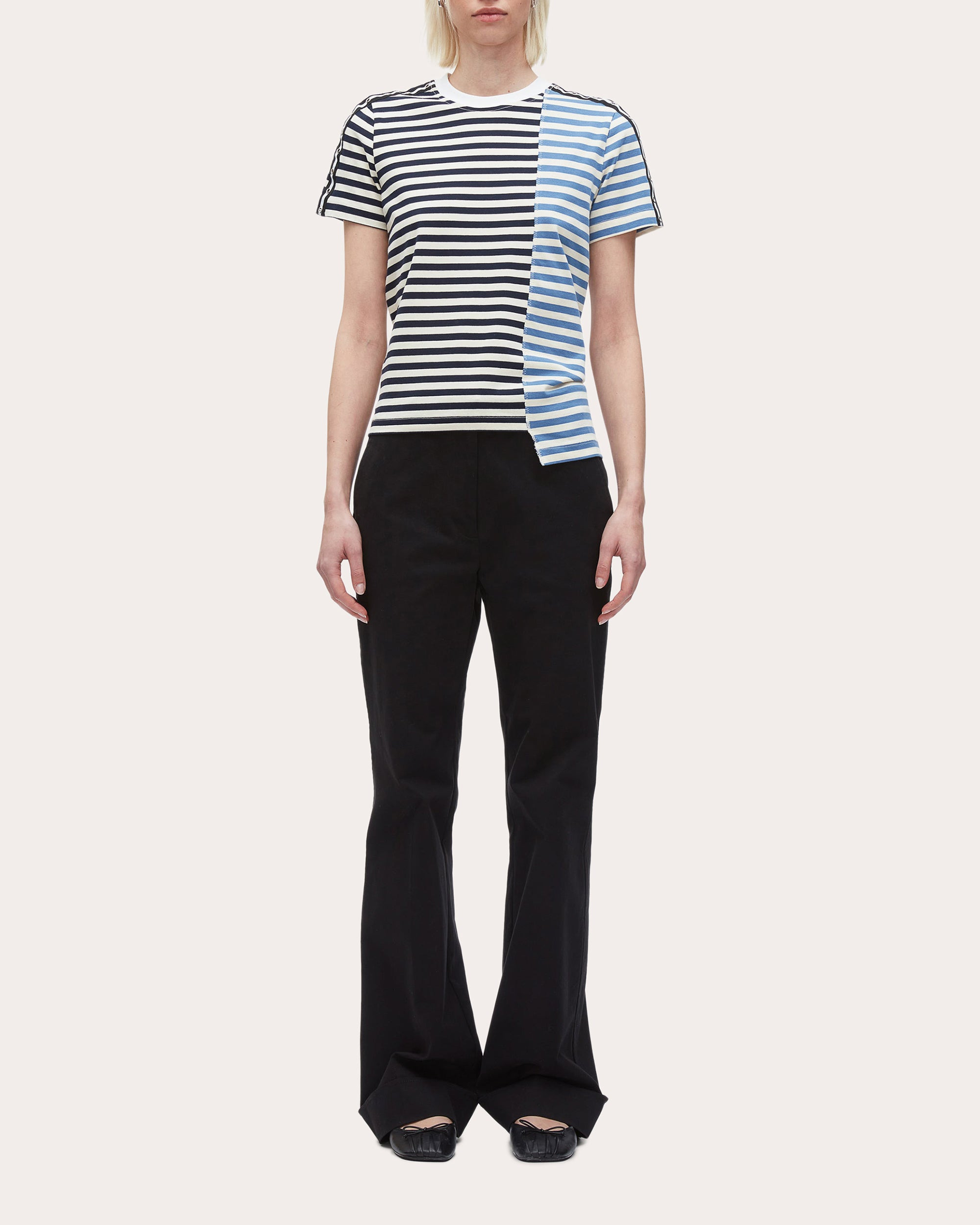 Asymmetric Striped Cotton Jersey T-Shirt - 4