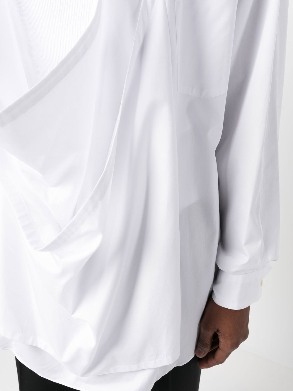 draped-detail cotton shirt - 5