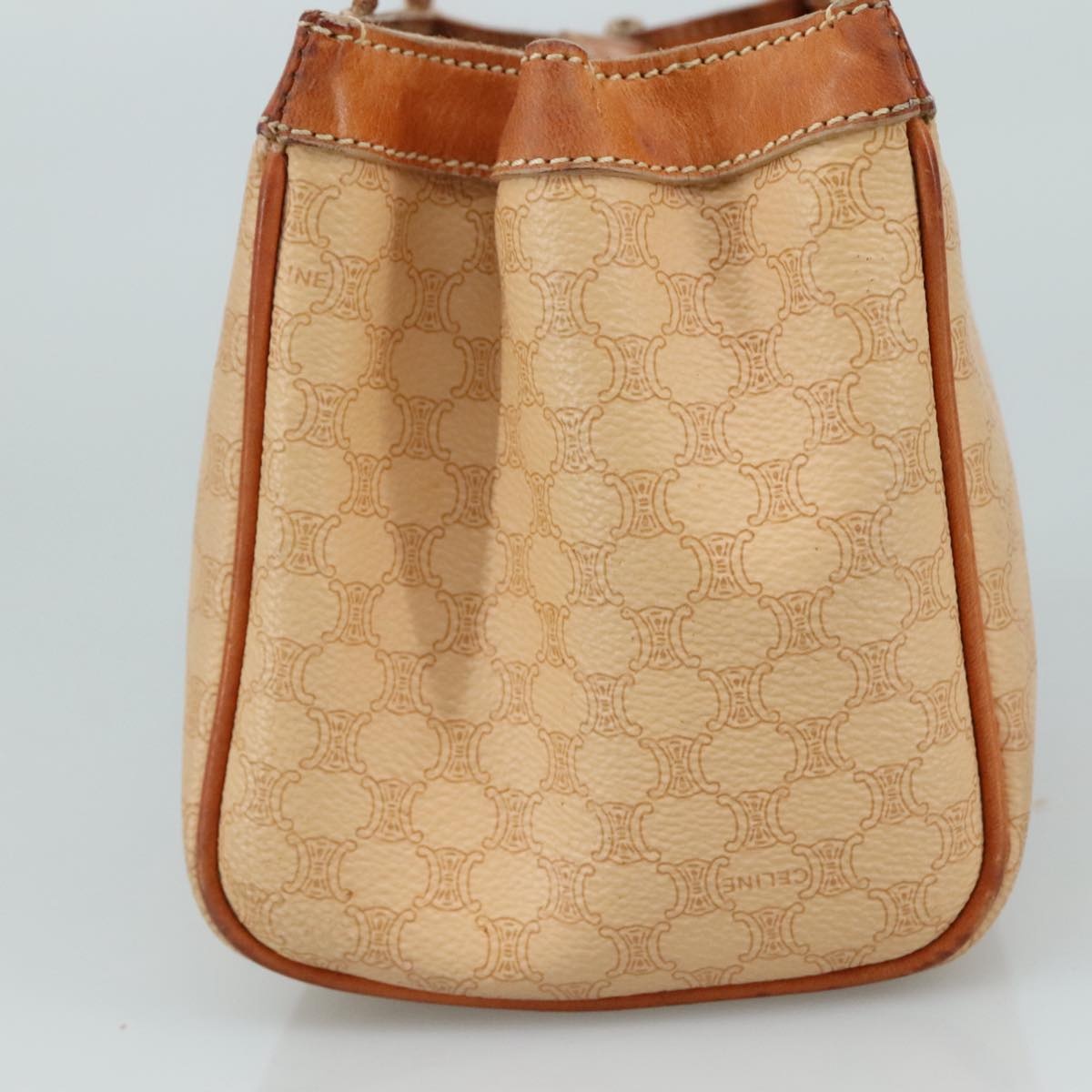 CELINE Macadam Canvas Hand Bag Pvc Leather Beige Brown Gold - 4