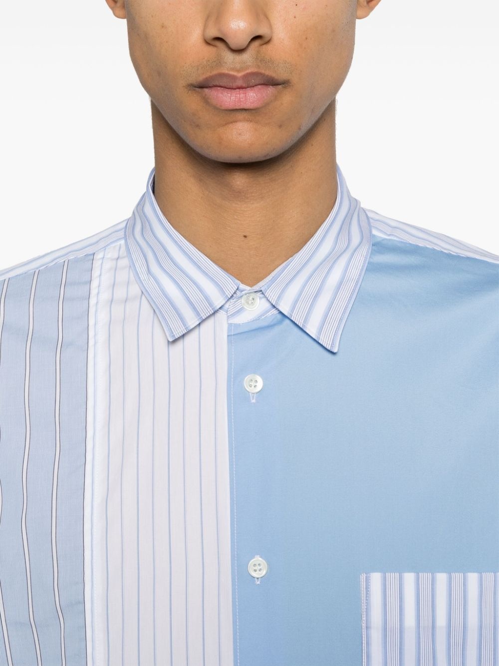 panelled striped poplin shirt - 5