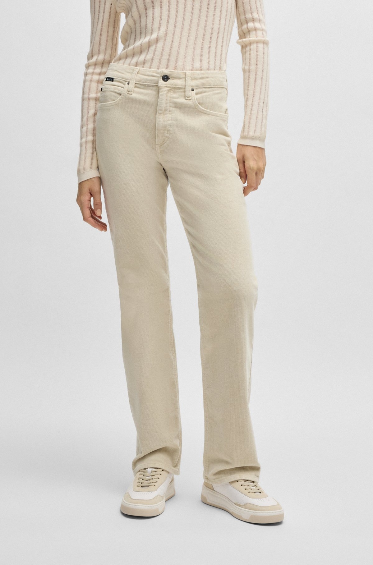 STRAIGHT-FIT JEANS IN STRETCH-COTTON CORDUROY DENIM - 2