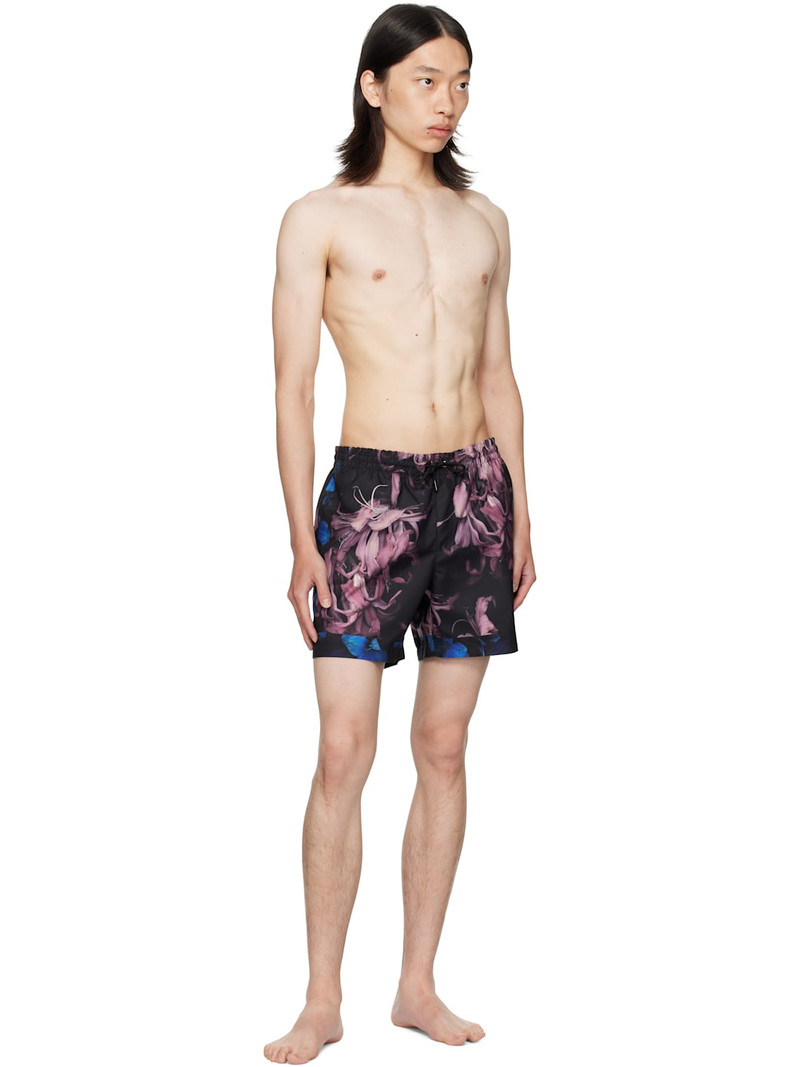 Dries Van Noten Black & Blue Patterned Swim Shorts outlook