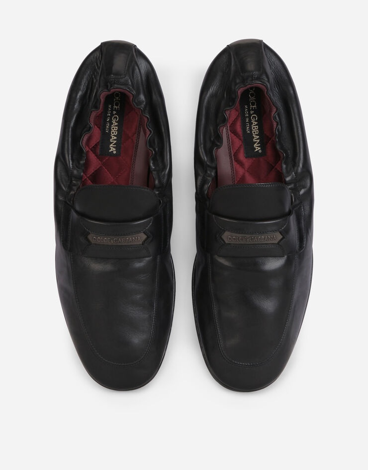 Calfskin loafers with branded tag - 4