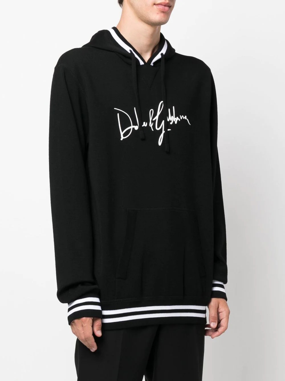 logo-print detail drawstring hoodie - 3