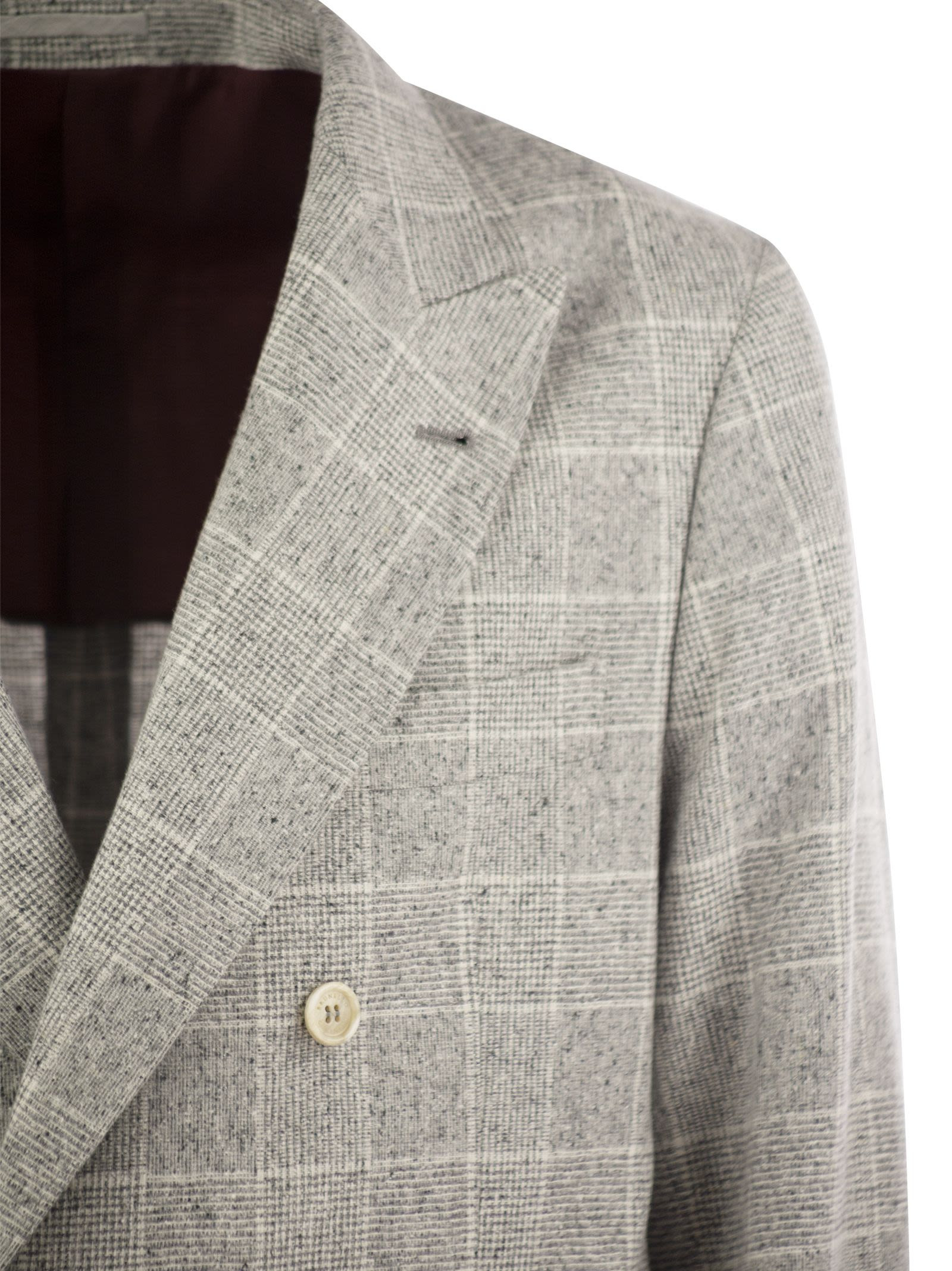 Brunello Cucinelli Men One-And-A-Half-Breasted Deconstructed Jacket In Prince Of Wales - 4