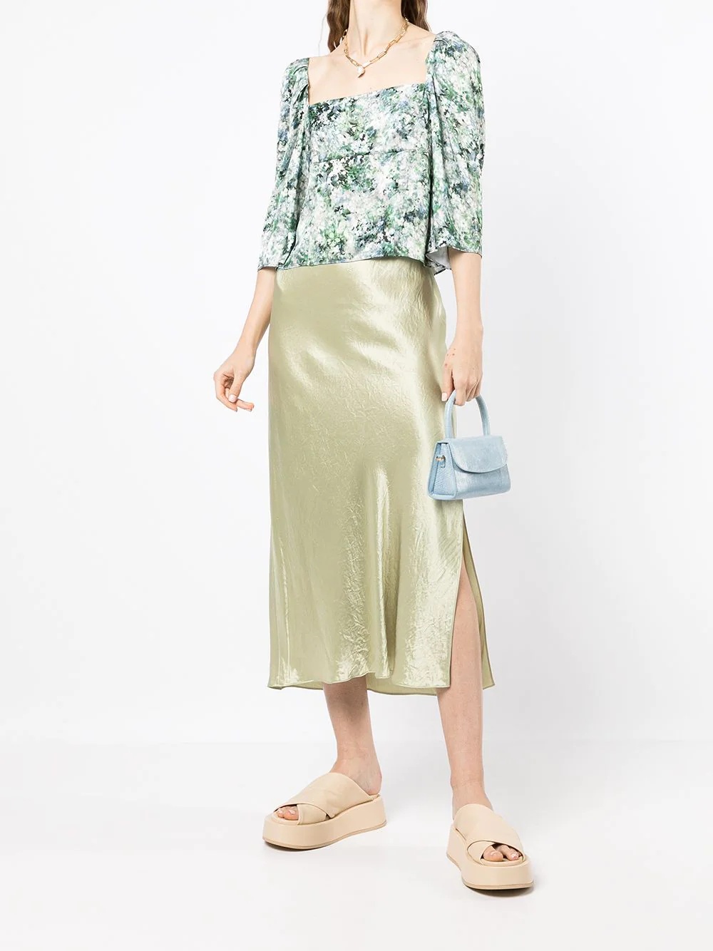 floral-print square-neck blouse - 2