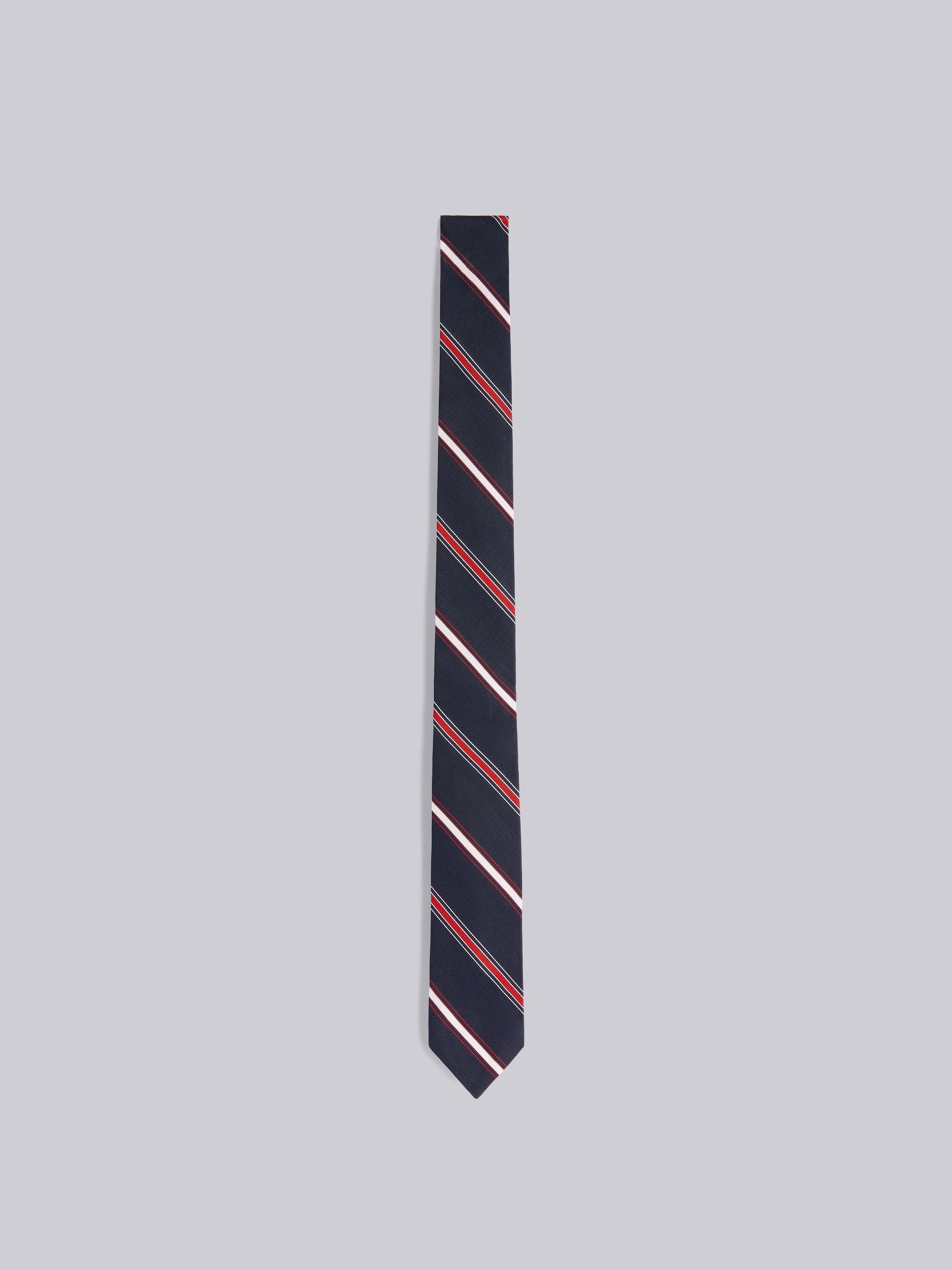 Multicolor Silk and Cotton Jacquard Alternating Stripe Classic Tie - 1