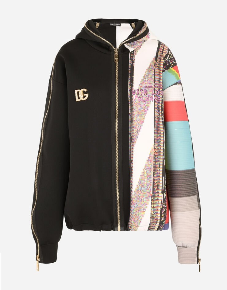 Technical jersey sweatshirt with multi-colored glitch print - 3