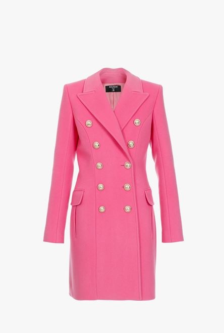 Double-breasted pink wool coat - 1