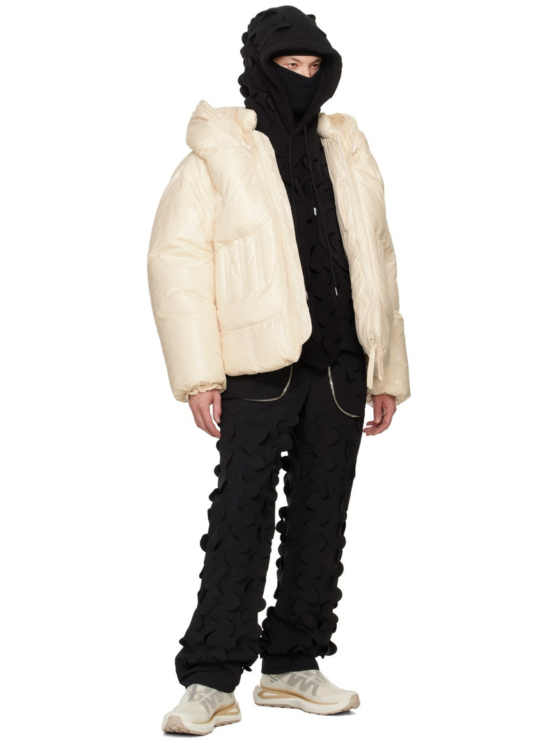 JUNTAE KIM Black Laser-Slashed Padded Trousers outlook