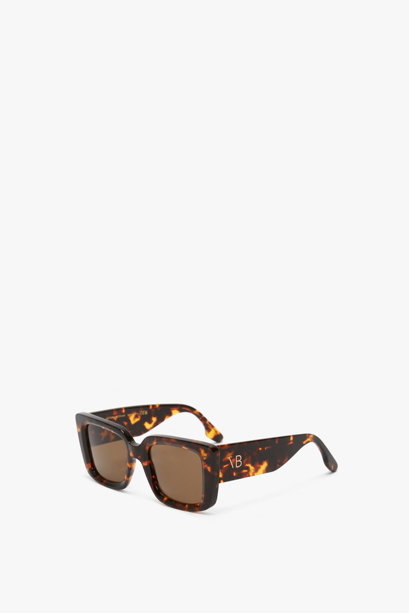 Victoria Beckham VB Monogram Detail Sunglasses in Dark Havana outlook