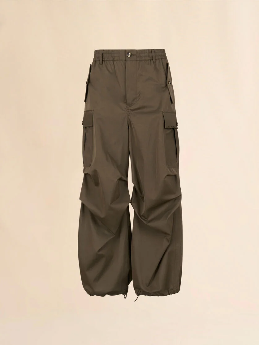 DEEP GREEN WATER-REPELLENT TAFFETA CARGO PANTS - 1