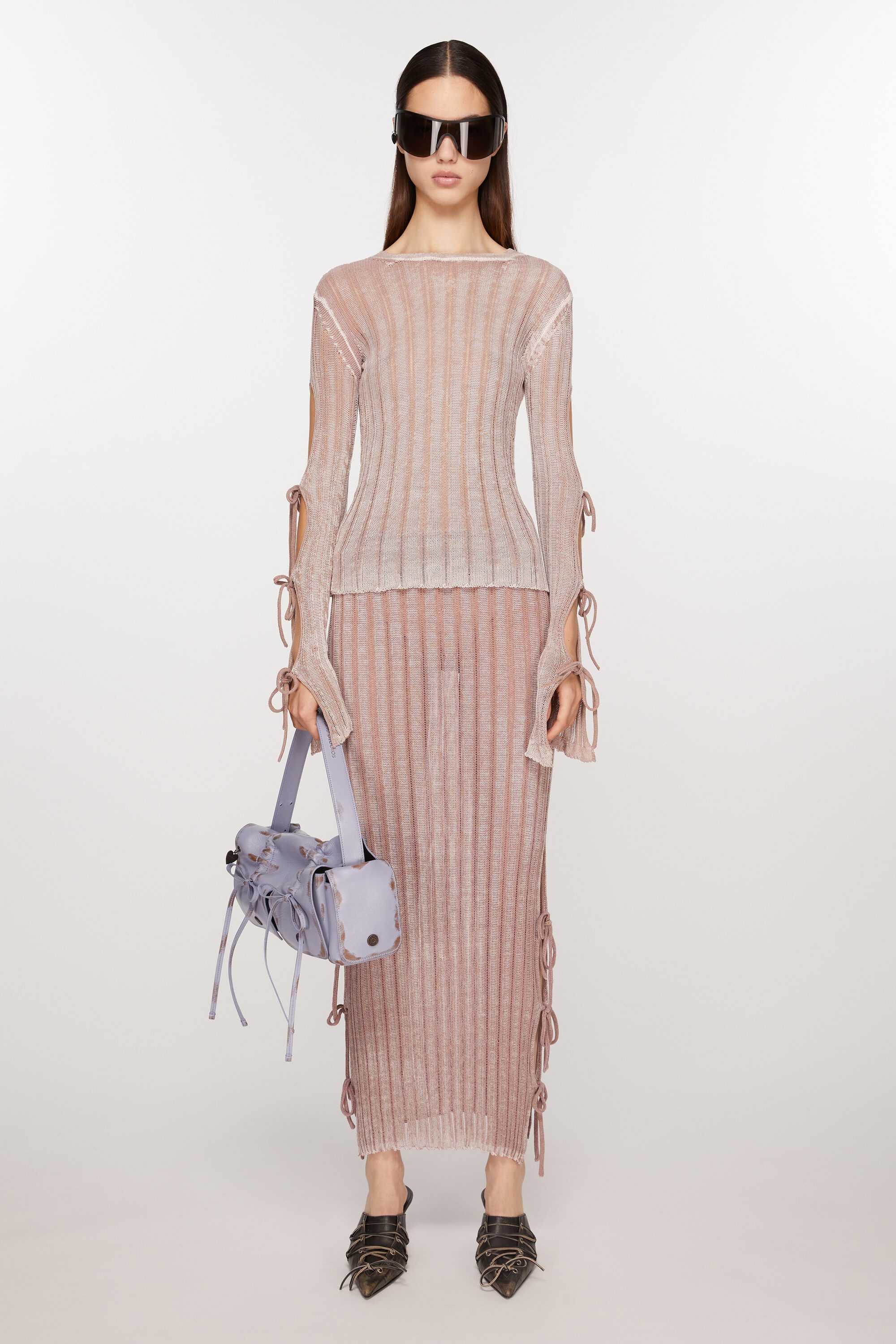 Knit midi skirt - Dusty pink - 2