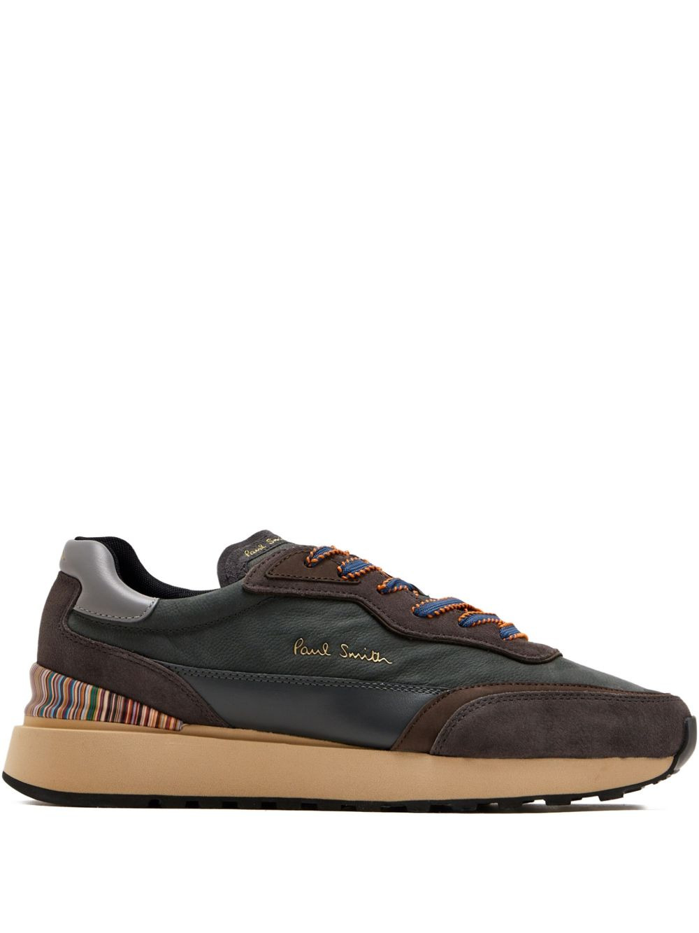Aston striped-panel leather trainers - 1